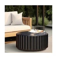 LuxenHome Black Cement Round Coffee Table