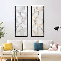 LuxenHome Gold and Silver Abstract Rectangular Metal Wall Decor, Set of 2