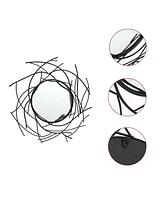 LuxenHome Modern Black Branch Wall Mirror