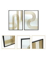 LuxenHome Set of 2 Modern Iron Loops Rectangular Accent Wall Mirrors