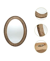 LuxenHome Cameo Wood Framed 32-Inch Oval Wall Mirror