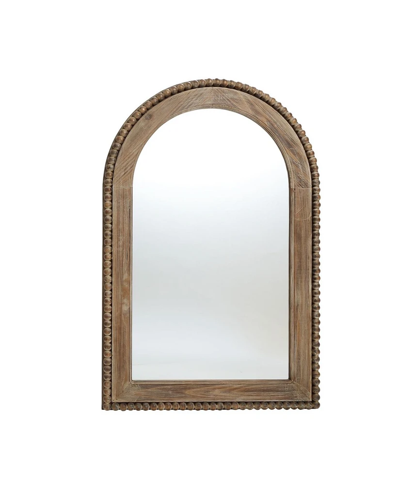 LuxenHome Wood Framed Arch Window Wall Mirror