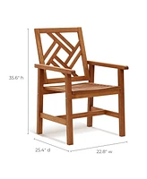 LuxenHome Carmel Solid Wood Outdoor Dining Chair, Set of 2