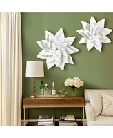LuxenHome 2-Pc White Metal Lotus Flowers Wall Decor Set