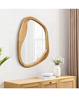 LuxenHome Freeform Pine Wood Frame Oblong Wall Mirror