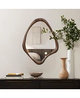 LuxenHome Brown Wood Frame Decorative Wall Mirror