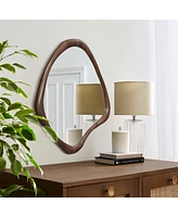 LuxenHome Brown Wood Frame Decorative Wall Mirror