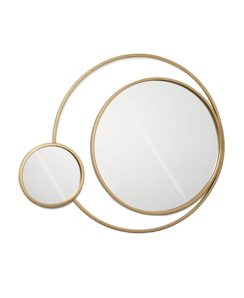 LuxenHome Orbit Modern Gold Metal Frame Round Wall Mirror