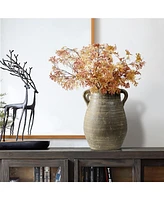 LuxenHome Rustic Farmhouse Brown Jug 13-Inch Tall Terracotta Vase
