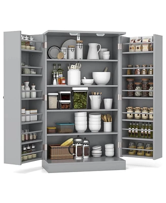 41" Farmhouse Kitchen Pantry Storage Cabinet withDoors Adjustable Shelves