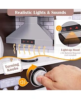 Costway Kids Kitchen Playset with Realistic Lights & Sounds Ice Maker Stoves Sink Oven