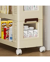 Slickblue 3-Tier Kitchen Storage Cart Multifunctional Utility Rolling Organizer for Easy Access