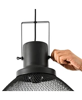 Industrial Pendant Light Fixtures, Black Metal Frame Hanging Ceiling Light for Living Room, Bedroom, Kitchen, Dining Room with Adjustable Hanging Chai