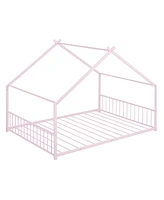 Slickblue Full Size Metal House Bed - Stylish and Durable Design for Kids and Teens