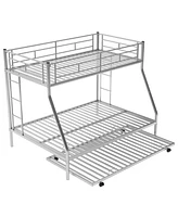 Slickblue Sturdy Twin over Full Bunk Bed with Twin Trundle and Two-Side Ladders for Space Saving Solutions