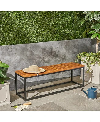 Simplie Fun Modern Acacia Wood Bench: Chic And Elegant Outdoor Retreat