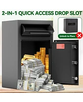 Depository Drop Safe, Front Drop Slot Lock Box with Digital Combination and Anti-Fishing, Silent Deposit Safe Box, Security Money Safe for Cash Slips