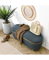 Storage Ottoman Bench, Upholstered End of Bed Ottoman Bench with Storage and Seating, Large Blanket Storage Bench for Foot Rest in Bedroom, Living Roo