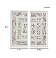 Framed Geometric Rice Paper Panel 2-piece Shadowbox Wall Decor Set