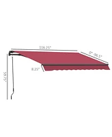 10' x 8' Retractable Awning, Patio Awnings, Sunshade Shelter w/ Manual Crank Handle, Uv & Water-Resistant Fabric and Aluminum Frame for Deck, Balcony,