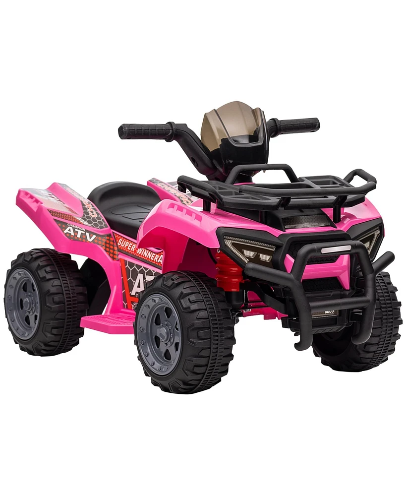 Simplie Fun Kids Atv Four Wheeler Ride on Car, Motorized Quad, 6V Battery Powered Electric Quad with Songs for 18-36 Months, Pink