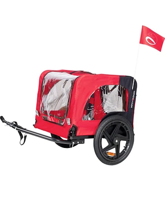 Slickblue Foldable Red Bicycle Trailer for Pets - Outdoor Dog Trailer with Reflectors and Safety Flag