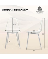 Dining Chair Set of 4 with Heavy-Duty Electroplated Metal Legs Curved Back Armless