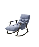 Slickblue Casual Upholstered Folding Rocking Chair with Adjustable High Back, Footrest, and Side Pockets for Living Room, Bedroom, or Balcony