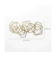 LuxenHome Gold Iron Metal Abstract Shapes 47.4-Inch Wide Wall Decor