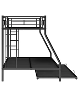 Slickblue Sturdy Twin over Full Bunk Bed with Trundle and Two-Side Ladders for Space Saving Solutions