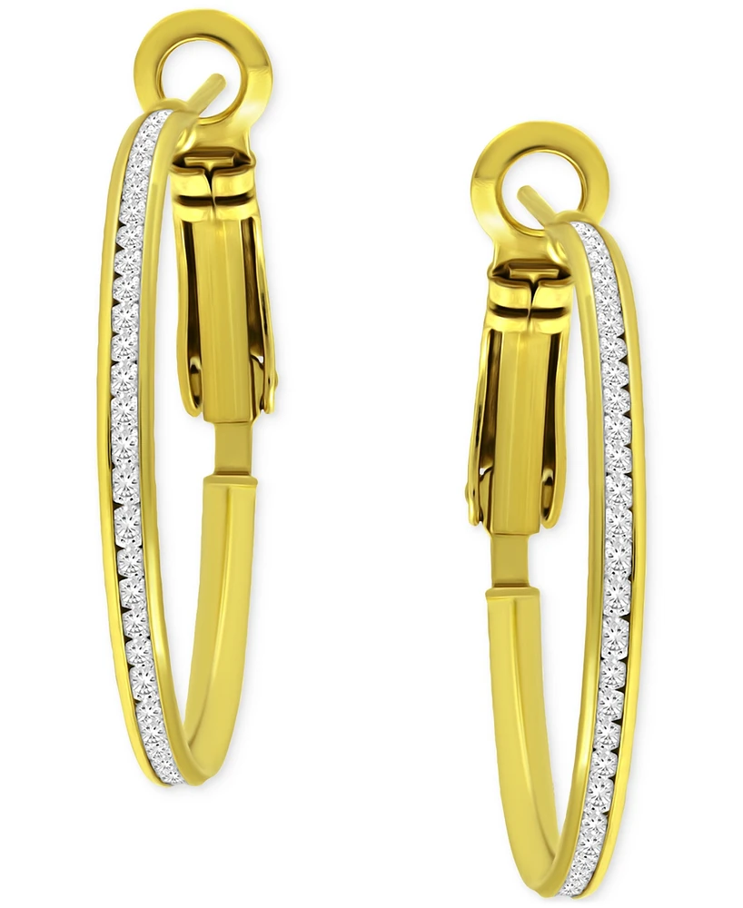 Giani Bernini Cubic Zirconia (2 ct. t.w.) Small Hoop Earrings Sterling Silver or 18k Gold Over Silver, 0.98", Exclusively at Macy's