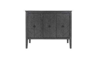 Slickblue U-Style Accent Storage Cabinet, Wooden Cabinet with Adjustable Shelf in Antique Gray for Entryway, Living Room, and Study Room