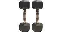 Amber Sports Barbell Rubber encased Hex Dumbbell Weights with Metal Handles for Strength Training, Full Body Workout. Sold as a Pairs