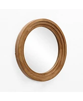 LuxenHome 3-Piece Round Rubberwood Frame Accent Wall Mirror Set
