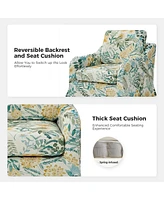 Kai Traditional Swivel Chair-Removable and Reversible Cushions