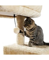 Slickblue Luxury Cat Tree Tower with Sisal Scratching Post, Cozy Condo, Top Perch, Hammock and Dangling Ball