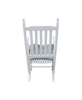 Slickblue White Wooden Porch Rocker Chair without Cushion – Classic Design for Outdoor Relaxation on Patios and Porches