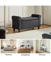 Hulala Home Transitional Carmen 43.7" Wide Storage Bench with Sturdy Wood Legs