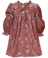 Bonnie Jean Little Girls Long Sleeved Embossed Floral Velvet Dress