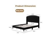 gaomon King Size Bed Frame, Upholstered Platform Bed with Wingback Headboard and Button Tufted Design, Easy Assembly, No Box Spring Needed