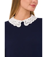CeCe Women's Eyelet Collar Pleated Cuff Sweater