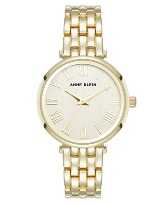 Anne Klein Women's Quartz Everyday Roman Numeral Champagne and Gold-Tone Alloy Metal Watch, 32mm