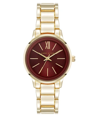 Anne Klein Women's Quartz Minimalist and Gold-Tone Alloy Metal Watch, 32mm