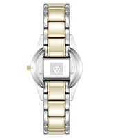 Anne Klein Women's Quartz Bold Coin Edge Bezel Black and Two-Tone Alloy Metal Watch, 32mm