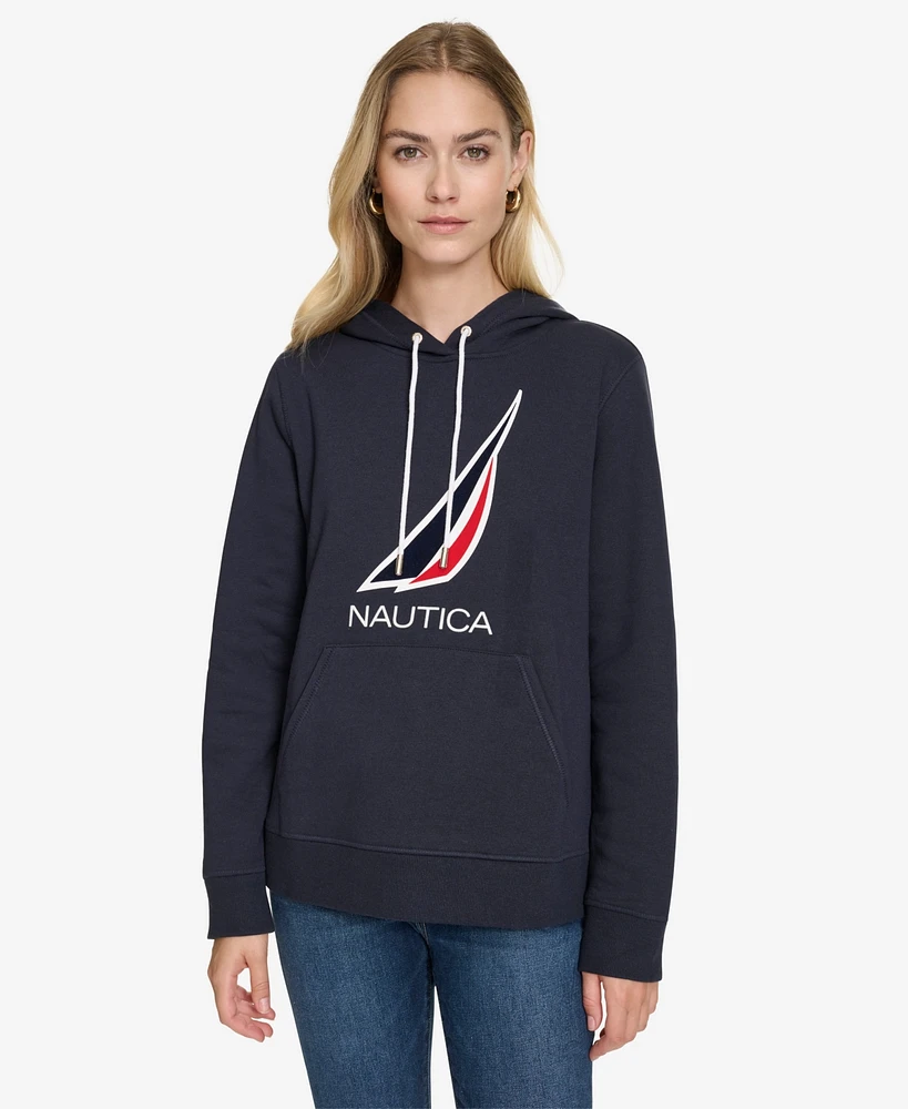 Nautica Jeans Women's Solid Logo Pullover Sweatshirt