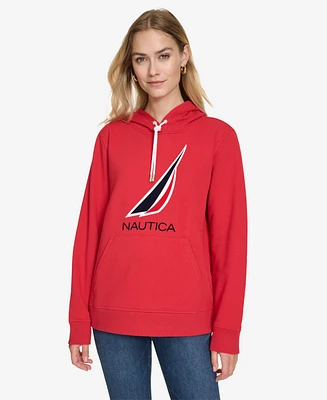 Nautica Jeans Women's Solid Logo Pullover Sweatshirt