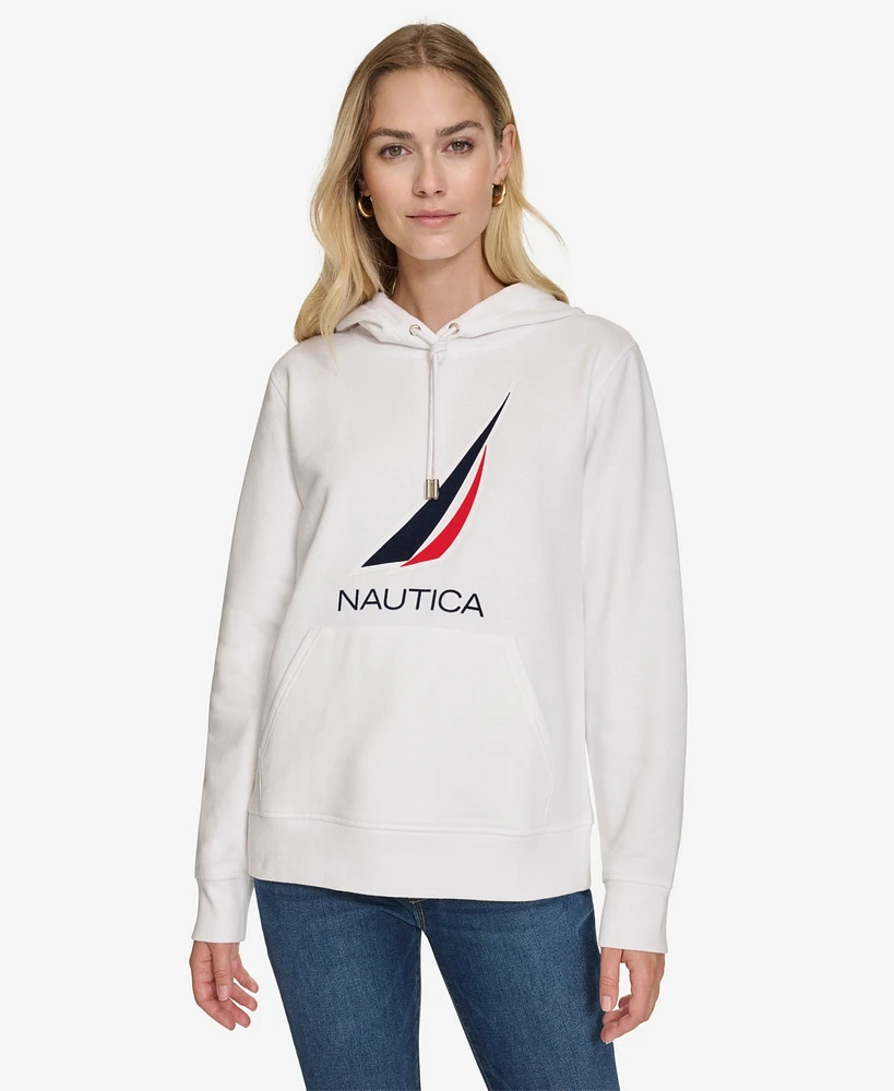 Nautica Jeans Women's Solid Logo Pullover Sweatshirt