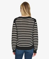 Nautica Jeans Women's Long Sleeves Pointelle Crew Neck Sweater