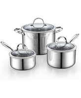 Cooks Standard 6 Piece Multi-Ply Clad Stainless Steel Cookware Set,Kitchen Induction Cooking Set, Silver