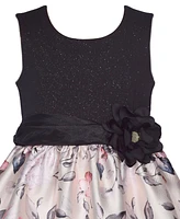 Bonnie Jean Little Girls Sparkle Knit to Floral Mikado Party Dress